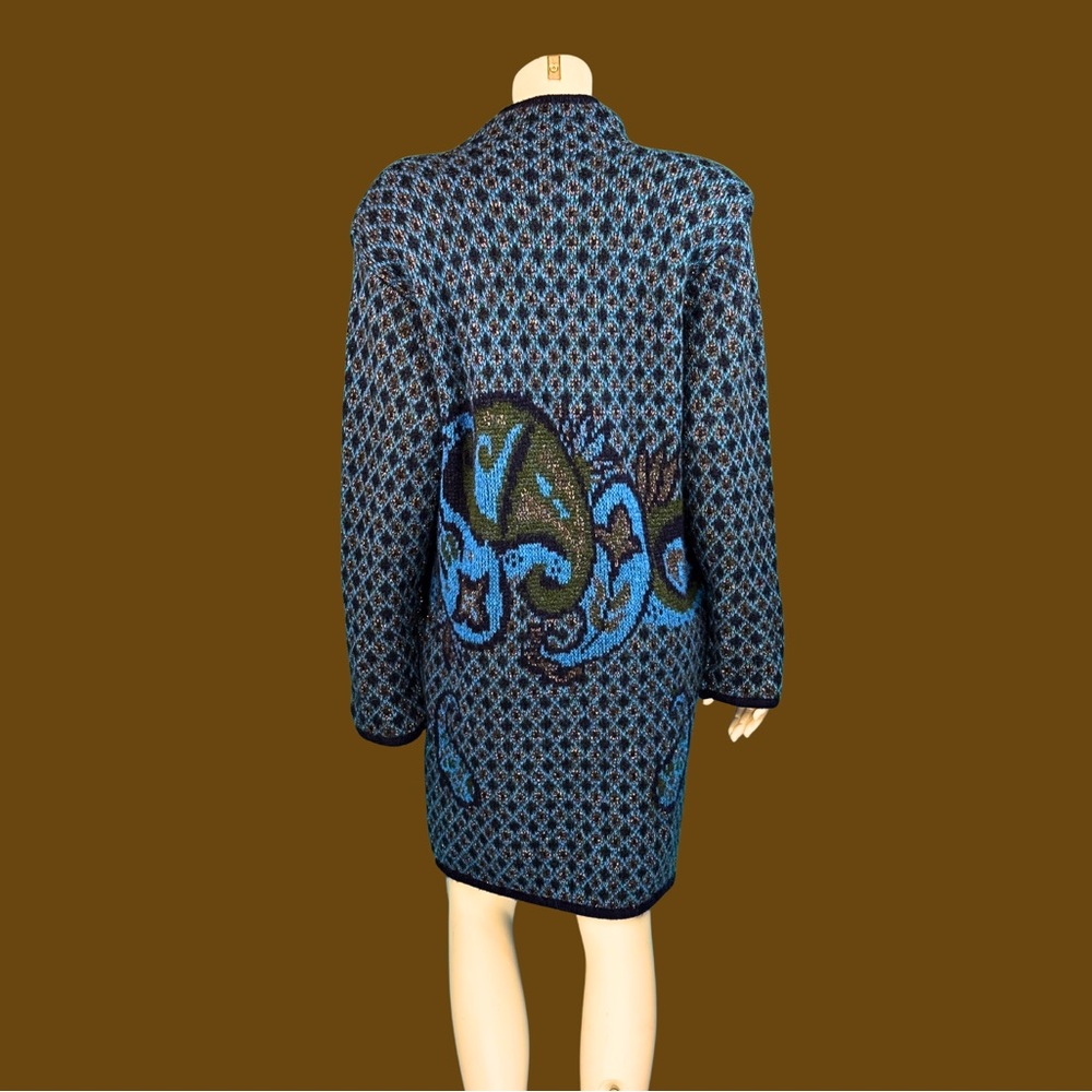Vintage 1980s Oversized Paisley Sweater Coat / M L - Picture 11 of 12
